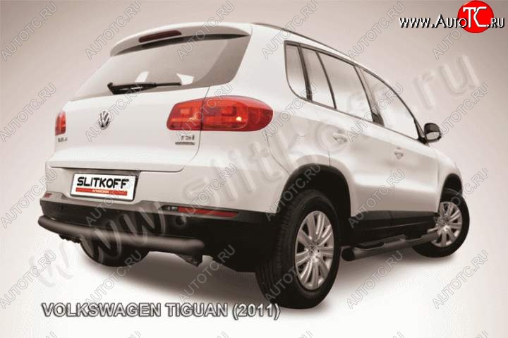 9 099 р. Защита задняя Slitkoff Volkswagen Tiguan NF рестайлинг (2011-2017) (Цвет: серебристый)  с доставкой в г. Вологда