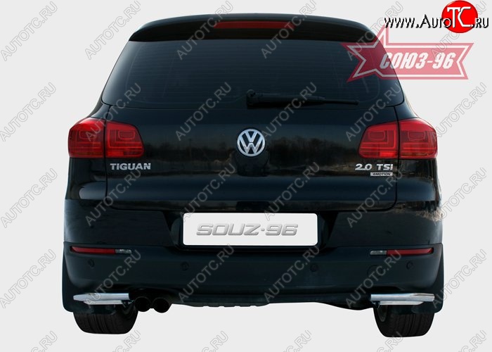 12 779 р. Защита заднего бампера из боковых уголков Souz-96 (d42) Volkswagen Tiguan NF рестайлинг (2011-2017)  с доставкой в г. Вологда