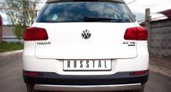 11 599 р. Защита заднего бампера (Ø75x42 мм, нержавейка) Russtal Volkswagen Tiguan NF рестайлинг (2011-2017)  с доставкой в г. Вологда. Увеличить фотографию 2