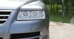 899 р. Реснички на фары RA Volkswagen Touareg 1 GP дорестайлинг (2002-2007) (Неокрашенные)  с доставкой в г. Вологда. Увеличить фотографию 7