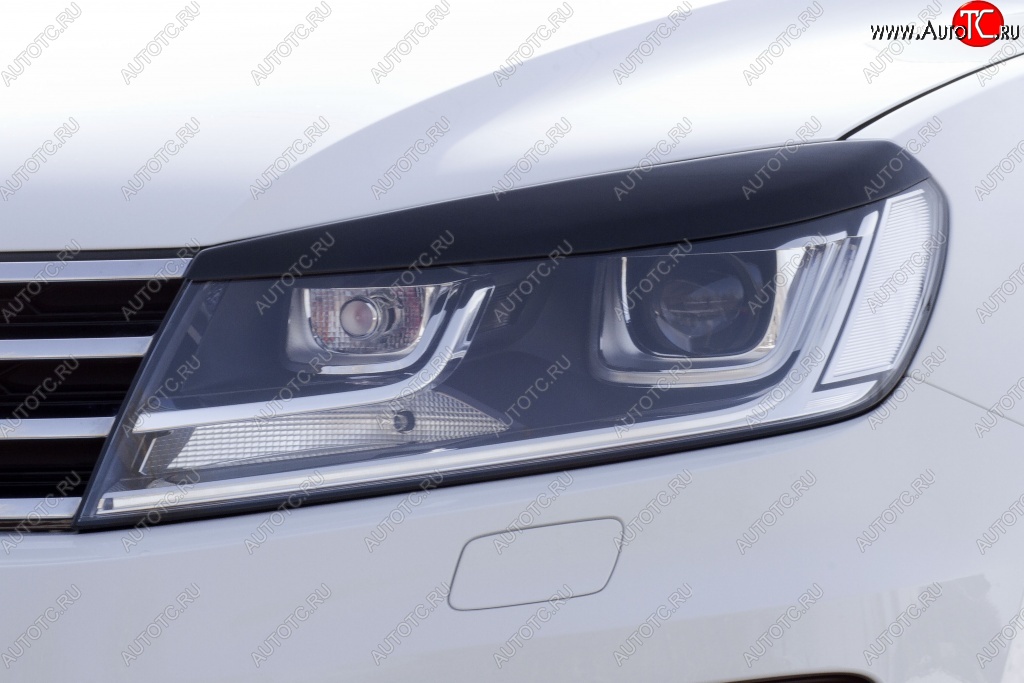 1 029 р. Реснички на фары RA Volkswagen Touareg 2 NF рестайлинг (2014-2018) (Неокрашенные)  с доставкой в г. Вологда