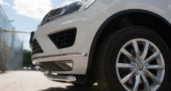 26 099 р. Защита переднего бампера (2 трубыØ63 и 42 мм, нержавейка) SLITKOFF Volkswagen Touareg 2 NF рестайлинг (2014-2018)  с доставкой в г. Вологда. Увеличить фотографию 3