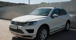 19 999 р. Защита переднего бампера (2 трубыØ75х42 мм, нержавейка) Russtal Volkswagen Touareg 2 NF рестайлинг (2014-2018)  с доставкой в г. Вологда. Увеличить фотографию 4