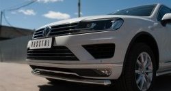 19 299 р. Одинарная защита переднего бампера диаметром 63 мм SLITKOFF Volkswagen Touareg 2 NF рестайлинг (2014-2018)  с доставкой в г. Вологда. Увеличить фотографию 2