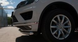 19 299 р. Одинарная защита переднего бампера диаметром 63 мм SLITKOFF Volkswagen Touareg 2 NF рестайлинг (2014-2018)  с доставкой в г. Вологда. Увеличить фотографию 3