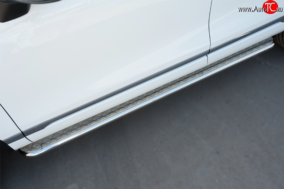 14 749 р. Широкая защита порогов Russtal Volkswagen Touareg 2 NF рестайлинг (2014-2018) (Поверхность листа (вариант 1))  с доставкой в г. Вологда