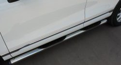 21 749 р. Защита порогов с пластиковыми вставками для ног из круглой трубы диаметром 76 мм Russtal Volkswagen Touareg 2 NF рестайлинг (2014-2018)  с доставкой в г. Вологда. Увеличить фотографию 4