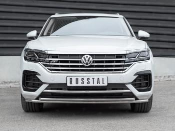 Защита переднего бампера (2 трубы Ø42, нержавейка, NOT 2.0 TSI) Volkswagen Touareg 3 CR дорестайлинг (2018-2022)