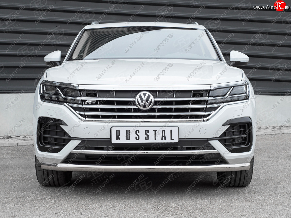 18 699 р. Защита переднего бампера (Ø63 мм, нержавейка, NOT 2.0 TSI) SLITKOFF Volkswagen Touareg 3 CR дорестайлинг (2018-2022)  с доставкой в г. Вологда