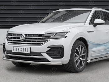 18 699 р. Защита переднего бампера (Ø63 мм, нержавейка, NOT 2.0 TSI) SLITKOFF Volkswagen Touareg 3 CR дорестайлинг (2018-2022)  с доставкой в г. Вологда. Увеличить фотографию 2