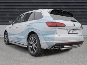 19 449 р. Защита заднего бампера (2 трубы Ø63 и 42 мм, нержавейка) SLITKOFF Volkswagen Touareg 3 CR дорестайлинг (2018-2022)  с доставкой в г. Вологда. Увеличить фотографию 3