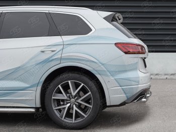 19 449 р. Защита заднего бампера (2 трубы Ø63 и 42 мм, нержавейка) SLITKOFF Volkswagen Touareg 3 CR дорестайлинг (2018-2022)  с доставкой в г. Вологда. Увеличить фотографию 4