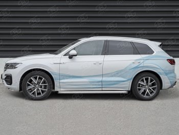22 999 р. Пороги SLITKOFF d42 с листом Volkswagen Touareg 3 CR дорестайлинг (2018-2022) (лист алюминий, проф. сталь)  с доставкой в г. Вологда. Увеличить фотографию 3