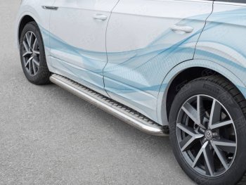 Пороги SLITKOFF d63 с листом Volkswagen Touareg 3 CR дорестайлинг (2018-2022)