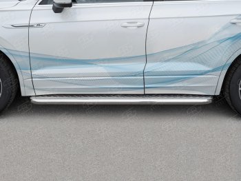 30 799 р. Пороги SLITKOFF d63 с листом Volkswagen Touareg 3 CR дорестайлинг (2018-2022) (лист алюминий, проф. сталь)  с доставкой в г. Вологда. Увеличить фотографию 2