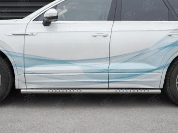 19 399 р. Защита порогов (Ø120х60 мм с проступью, нержавейка) Russtal Volkswagen Touareg 3 CR дорестайлинг (2018-2022)  с доставкой в г. Вологда. Увеличить фотографию 2