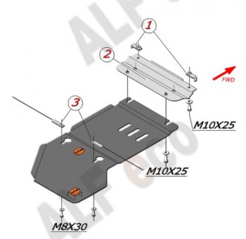 Защита КПП ALFECO (дв. 3,0D; 3,2; 3,6) Volkswagen Touareg  GP (2002-2010) дорестайлинг, рестайлинг (Алюминий 3 мм)