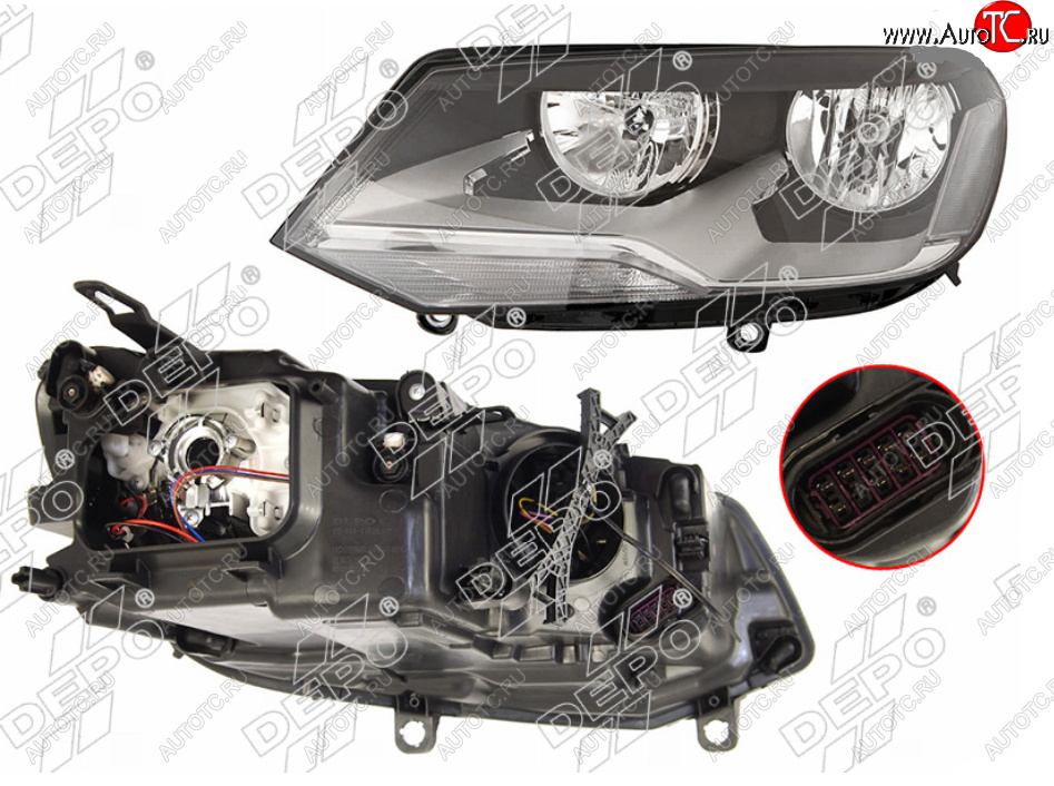 5 999 р. Левая фара (галоген, с корректором) DEPO Volkswagen Touareg NF дорестайлинг (2010-2014)  с доставкой в г. Вологда