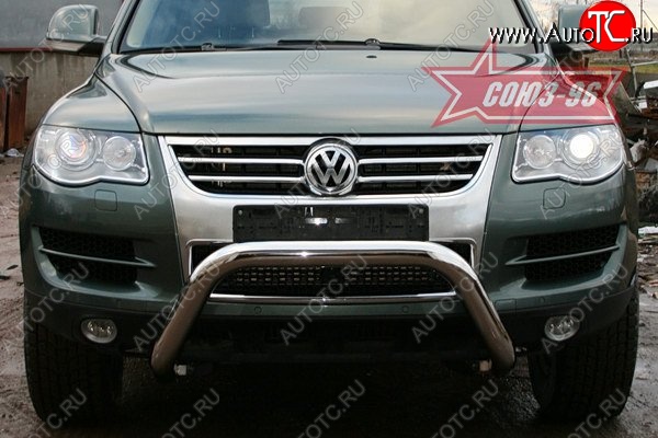 19 124 р. Защита переднего бампера Souz-96 (d76) Volkswagen Touareg 1 GP рестайлинг (2006-2010)  с доставкой в г. Вологда