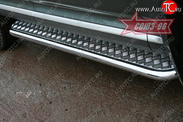 16 739 р. Защита порогов с листом Souz-96 (d60). Volkswagen Touareg 1 GP рестайлинг (2006-2010)  с доставкой в г. Вологда