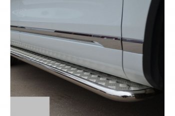 22 999 р. Широкая защита порогов с трубой d42 мм SLITKOFF v2 Volkswagen Touareg 2 NF дорестайлинг (2010-2014)  с доставкой в г. Вологда. Увеличить фотографию 2