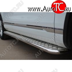 35 549 р. Широкая защита порогов с трубой d42 мм SLITKOFF v3 Volkswagen Touareg 2 NF дорестайлинг (2010-2014)  с доставкой в г. Вологда