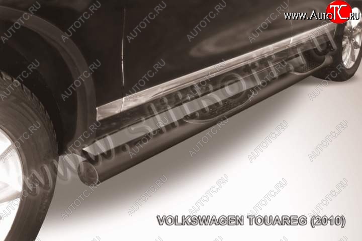 17 999 р. Защита порогов Slitkoff Volkswagen Touareg 2 NF дорестайлинг (2010-2014) (Цвет: серебристый)  с доставкой в г. Вологда