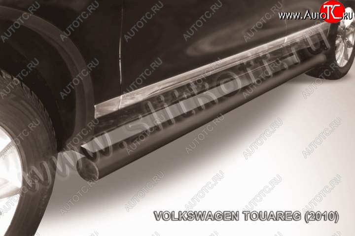 14 999 р. Защита порогов (Ø76 мм, с полимерным покрытием) Slitkoff Volkswagen Touareg 2 NF дорестайлинг (2010-2014) (Цвет: серебристый)  с доставкой в г. Вологда
