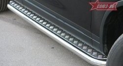 Защита порогов с листом Souz-96 (d60). Volkswagen Touareg 2 NF дорестайлинг (2010-2014)