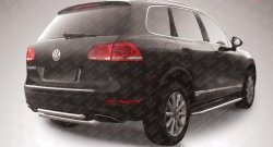 Двойная защита заднего бампера из двух труб диаметром 76 и 57 мм Slitkoff Volkswagen Touareg 2 NF дорестайлинг (2010-2014)