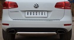 Одинарная защита заднего бампера из трубы диаметром 63 мм SLITKOFF Volkswagen Touareg 2 NF дорестайлинг (2010-2014)