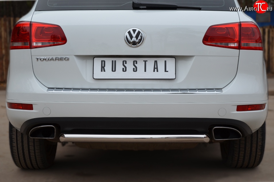 15 249 р. Одинарная защита заднего бампера из трубы диаметром 63 мм SLITKOFF Volkswagen Touareg 2 NF дорестайлинг (2010-2014)  с доставкой в г. Вологда
