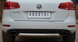 Одинарная защита заднего бампера из трубы диаметром 76 мм SLITKOFF Volkswagen Touareg 2 NF дорестайлинг (2010-2014)
