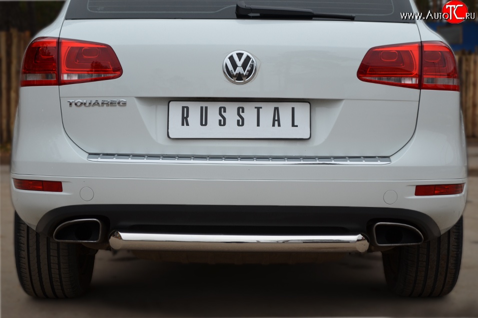 15 549 р. Одинарная защита заднего бампера из трубы диаметром 76 мм SLITKOFF Volkswagen Touareg 2 NF дорестайлинг (2010-2014)  с доставкой в г. Вологда
