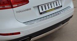 11 599 р. Защита заднего бампера (Ø75x42 мм, нержавейка) Russtal Volkswagen Touareg 2 NF дорестайлинг (2010-2014)  с доставкой в г. Вологда. Увеличить фотографию 2