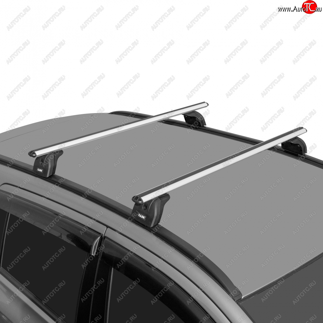 13 889 р. Багажник на крышу с низкими рейлингами сборе LUX  Volvo XC60 (2008-2017)  дорестайлинг,  рестайлинг (дуги аэро-классик 120 см, без замка, серебро)  с доставкой в г. Вологда