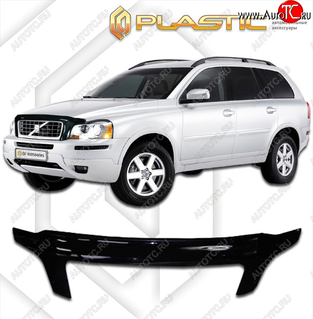 2 499 р. Дефлектор капота CA-Plastic exclusive Volvo XC90 C 1-ый рестайлинг (2006-2009) (Classic черный, Без надписи)  с доставкой в г. Вологда