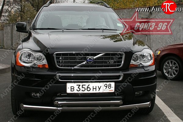 16 379 р. Защита переднего бампера двойная Souz-96 (d76/60) Volvo XC90 C 1-ый рестайлинг (2006-2009)  с доставкой в г. Вологда