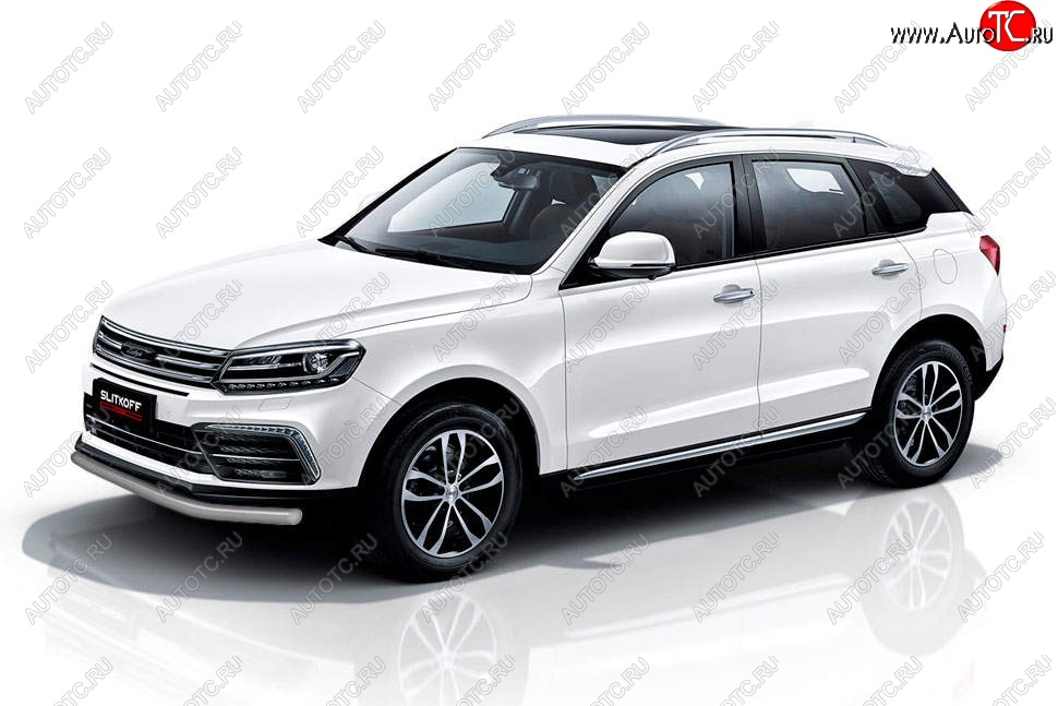 6 999 р. Защита переднего бампера Slitkoff (d57 мм) Zotye Coupa B11F (2019-2021) (Сталь с полимерным покрытием. Цвет: серебристый)  с доставкой в г. Вологда