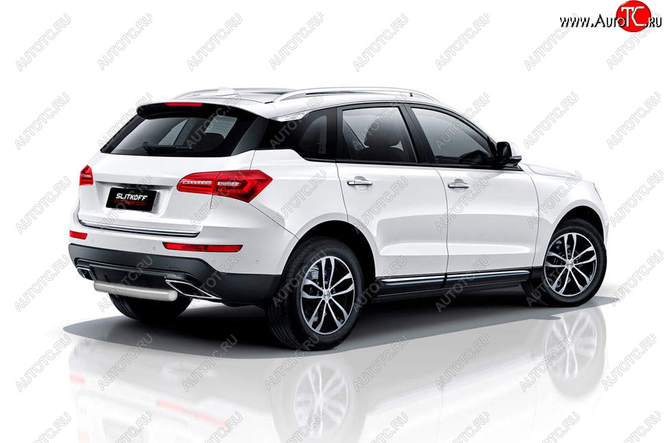 4 999 р. Защита заднего бампера Slitkoff (короткая, d57 мм) Zotye Coupa B11F (2019-2021) (Сталь с полимерным покрытием. Цвет: серебристый)  с доставкой в г. Вологда