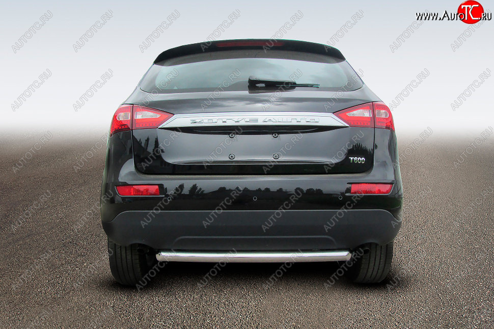 9 799 р. Защита заднего бампера из трубы диаметром 57 мм Slitkoff Zotye T600 (2014-2021) (Цвет: нержавеющая полированная сталь)  с доставкой в г. Вологда